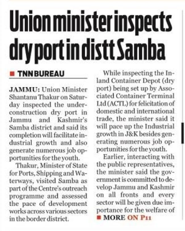 Shantanu_bjp's tweet photo. News paper coverages of my visit to state of Jammu & Kashmir.
Here during the #PublicOutreachProgramme & #JanSamparkAbhiyan, met hundreds of people & assessed various developmental projects.
@diprjk
@ddnewsSrinagar
@PIBSrinagar
(1/2) https://t.co/nIrbCt2cp7