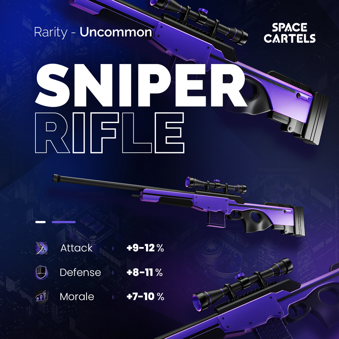 ✨Cartels! 

Chests are just behind the corner!

It's time to start reveal season.

We have over 200 different items, one of them being this astonishing Sniper Rifle!

💰Chest cost: 15-55 $BUSD or 9,999 $DUST

🎁Follow, Like &amp; RT to win #freeNFT Ring

#NFT #BNB #P2E #Metaverse