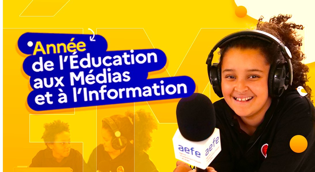 aefeinfo's tweet photo. 👉L'année 2022-2023 a pour fil conducteur l'éducation aux médias et à l'information dans le réseau #EFE : un enjeu essentiel pour former les citoyens de demain

📲Médias scolaires, actions éducatives : partager les projets pédagogiques mis en œuvre dans vos classes avec #AEFEmi https://t.co/XTZWDyIoP4