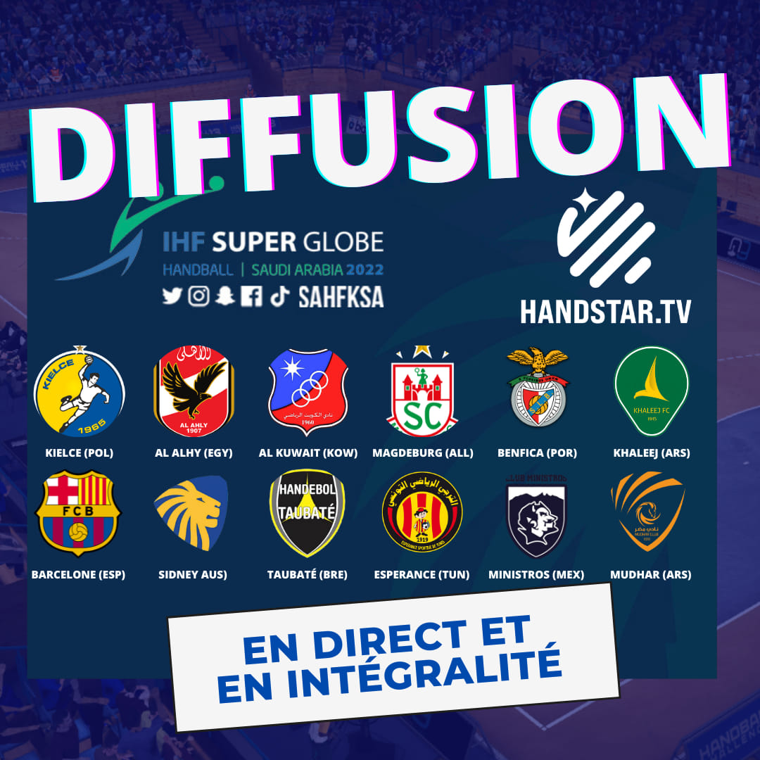 BDPhandball's tweet photo. 📺 Notre partenaire majeur @handstartv diffusera en direct & en intégralité l'IHF Super Globe 2022 🔥
Pour tous les fans de handball, c'est ici que ça se passe ➡️ https://t.co/voeMmNamBA
#handball #handstar #handballpassion #superglobe #superglobe22 #ihf https://t.co/1HtVlLTcuc