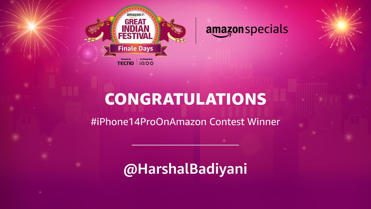 Congratulations to the winner of #iPhone14ProOnAmazon contest. Kindly DM us with your details to claim the prize. @HarshalBadiyani