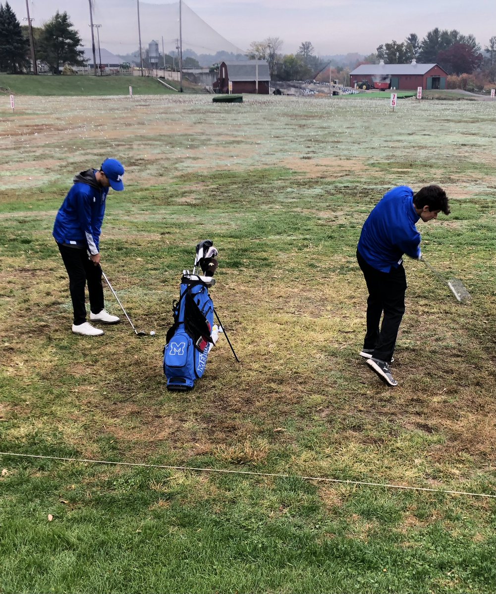 MHSRangerGolf's tweet photo. #RangerGolf first stop is getting loose at the driving range before the 10am tee time at the MA Division 1 State Sectional Golf tournament at the Meadows in Peabody. #LetsGo @methuensports https://t.co/gVITzqE5Xa