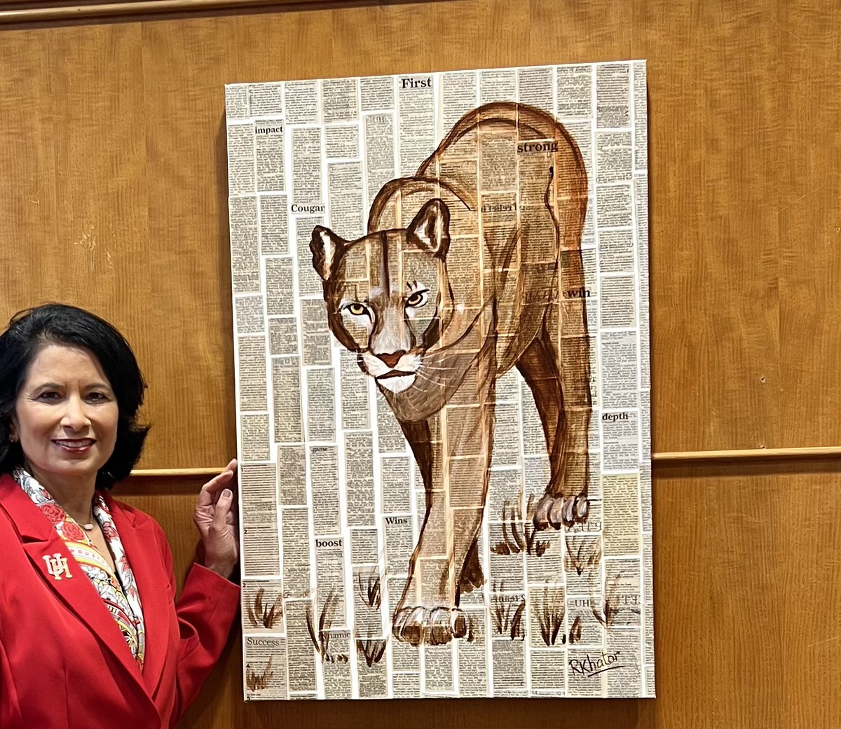 My latest painting… all stories in the background are about UH Cougars and bold letters are chosen to depict our character. Currently displayed in my office lobby. @UHCougars @UHouston