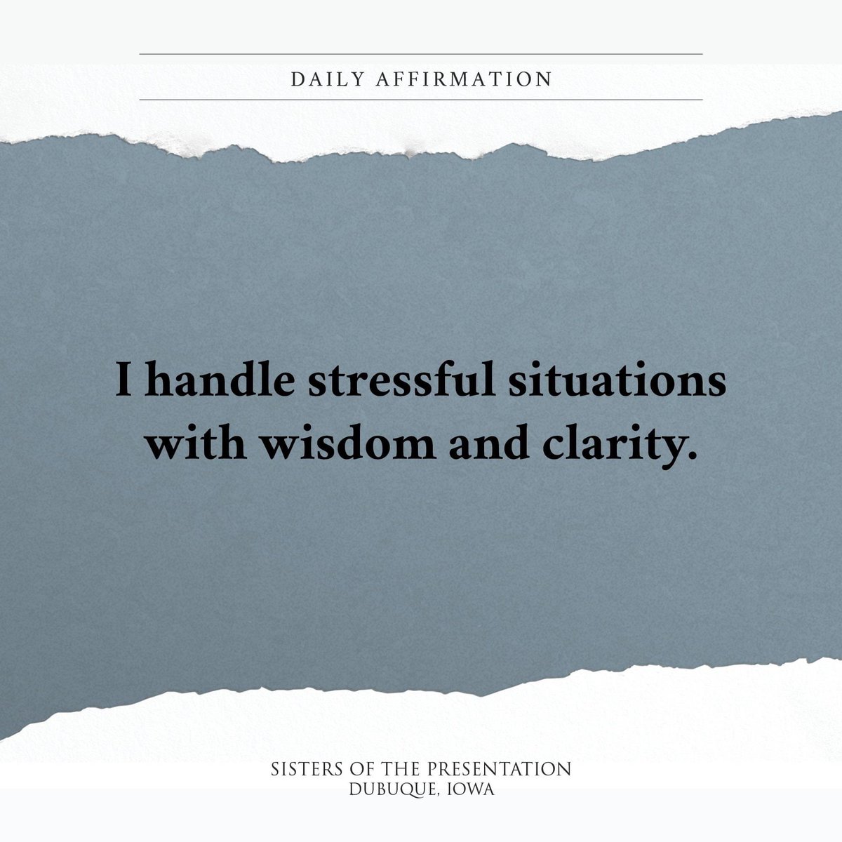 Daily Affirmation: I handle stressful situations with wisdom and clarity. #dbqpbvms #dailyaffirmations