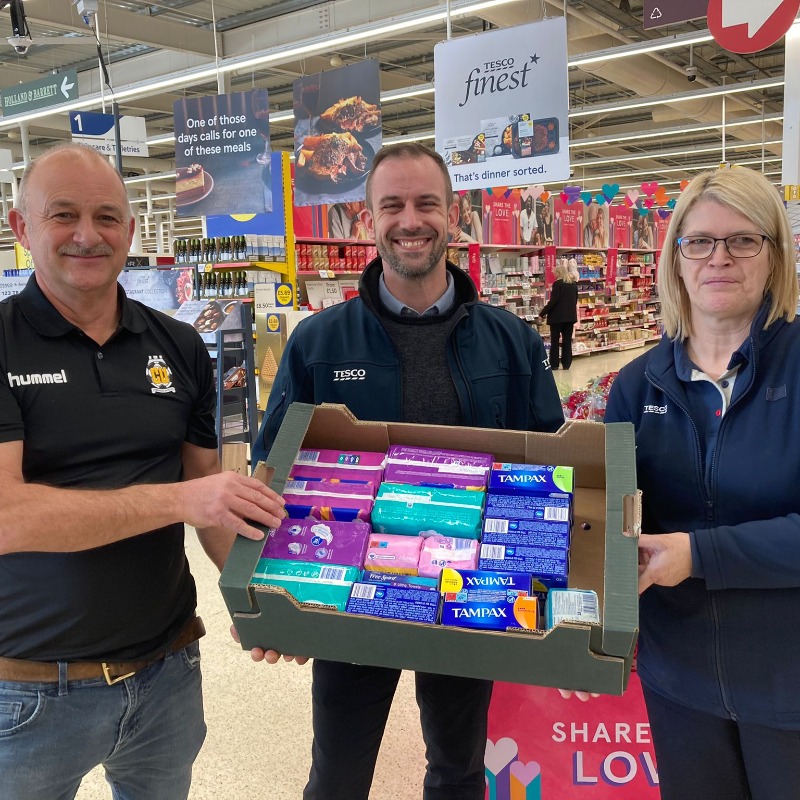 CambridgeUtdFC's tweet photo. Thanks to Cambridge Charity Fundraisers and Newmarket Road Tesco for helping us continue to provide free sanitary products at the Abbey Stadium. #CamUTD