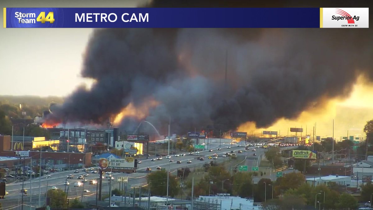 ‼FIRE UPDATE‼ 
Here is a daylight view of the massive fire at Morton's Warehouse in Evansville!
Walls in the building have started collapsing and the fire has spread to surrounding buildings. Winds are moving at about 8 MPH out of the northwest, just another challenge!