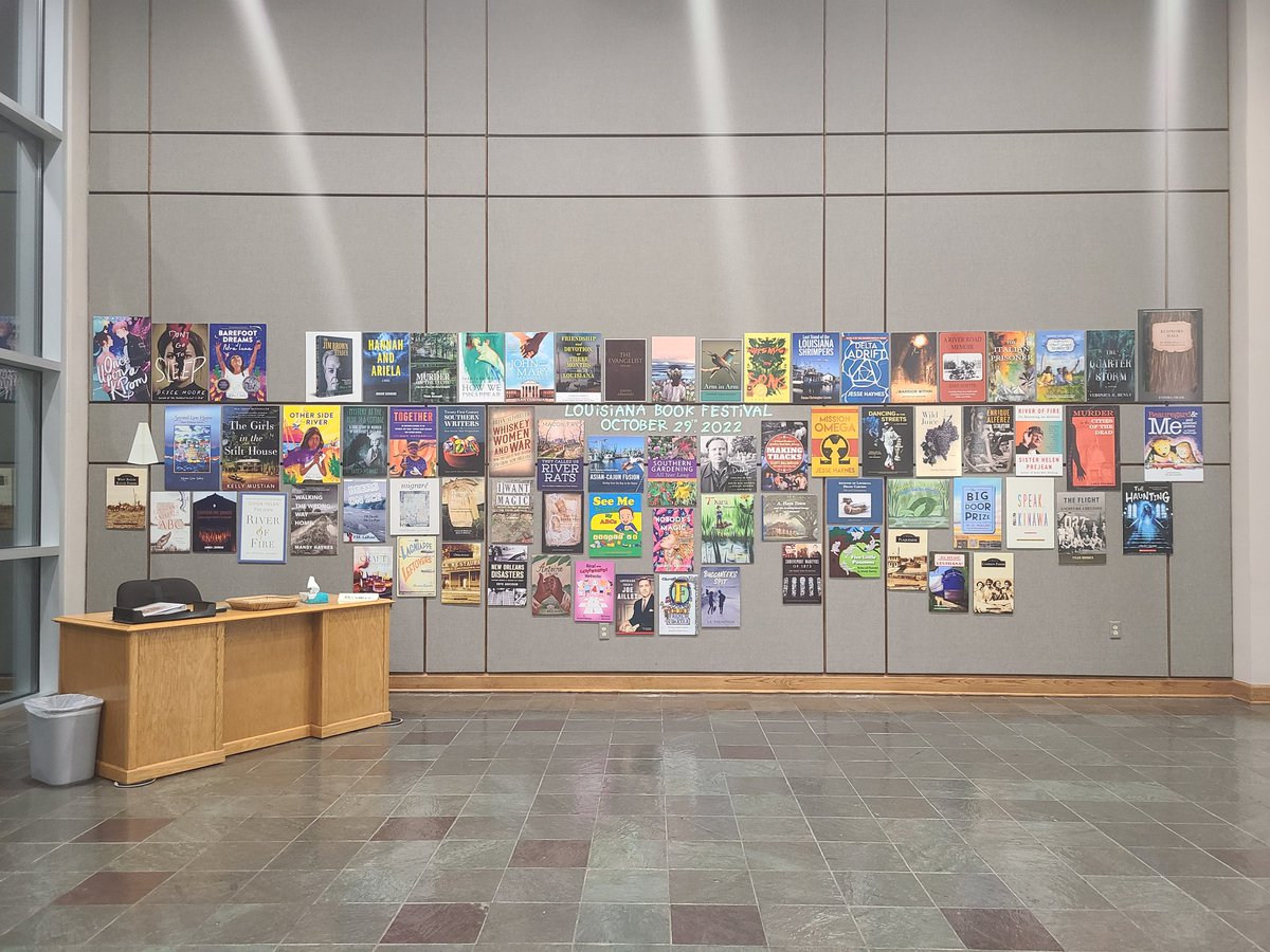 cajungirlkye's tweet photo. The wall of #LABookFest22 books is up! These are just some of the amazing authors and titles that will be featured this year. 

Be sure to check out https://t.co/dGHVionZDr for all the info and we'll see you all on October 29th! https://t.co/KmUvXMUrxD