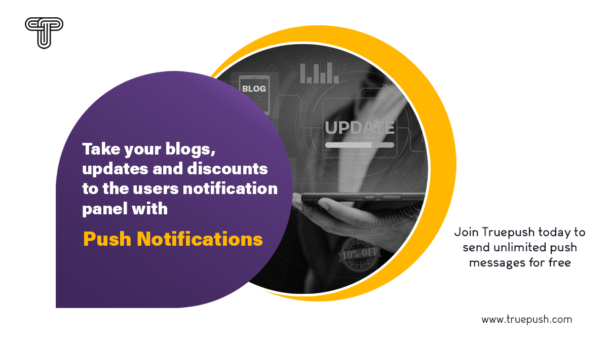 TruepushHQ's tweet photo. Give every update to your users instantly with push notifications. Register & integrate Truepush push service in 5 mins.
https://t.co/EtcO8sRhDi
#pushnotifications #pushnotifications
#engagement #pushservice #webpushnotification #pushmessages #webpush https://t.co/565nzpn6eU