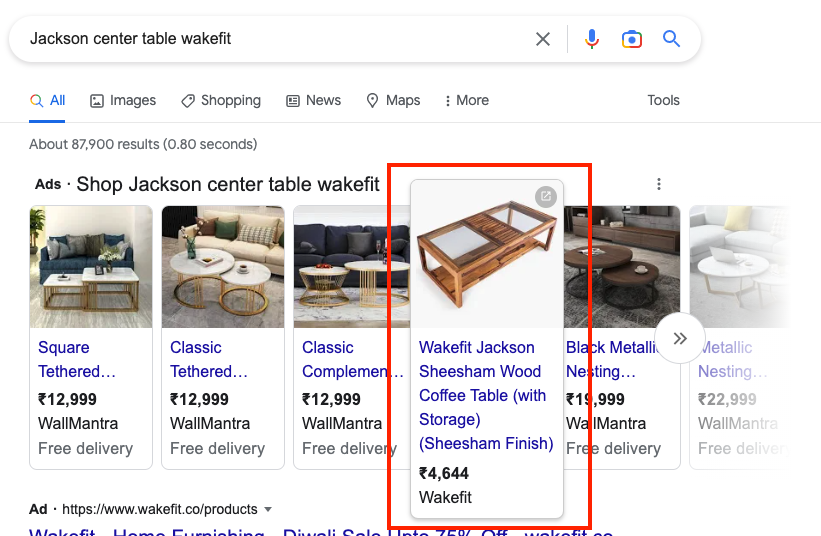 kushdilip's tweet photo. @WakefitCo Why there is price difference on google search, and then increasing when selecting Bengaluru Pin Code instead of Delhi. https://t.co/RxhPWWBkto