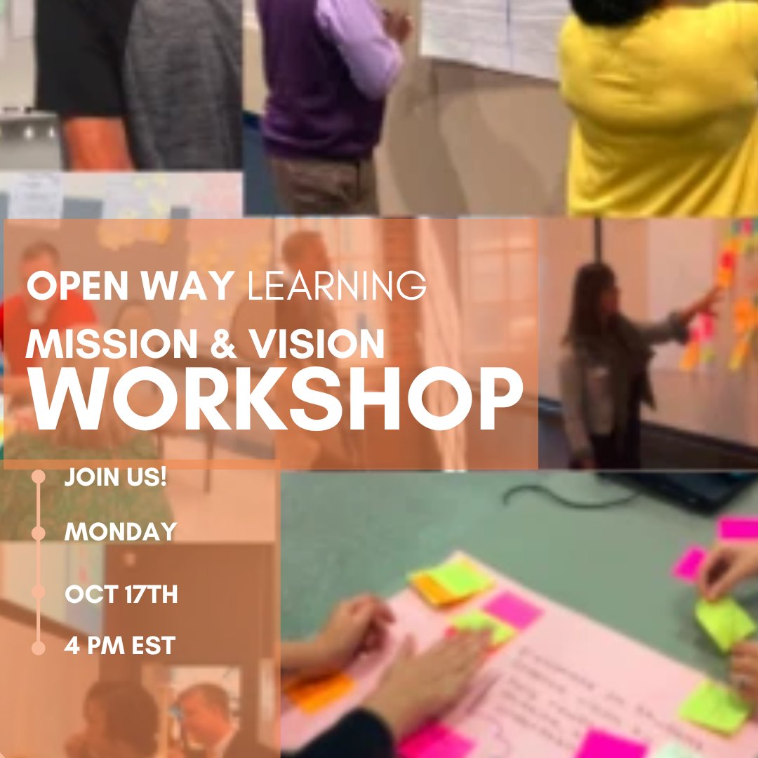OpenWayLearning's tweet image. Last chance to sign up for this afternoon's Living Mission and Vision Virtual Workshop with #OpenWayLearning and featured guests. We hope you'll join us! Learn more and register here: bit.ly/3MACiak
@engineerteacher @adamhaigler