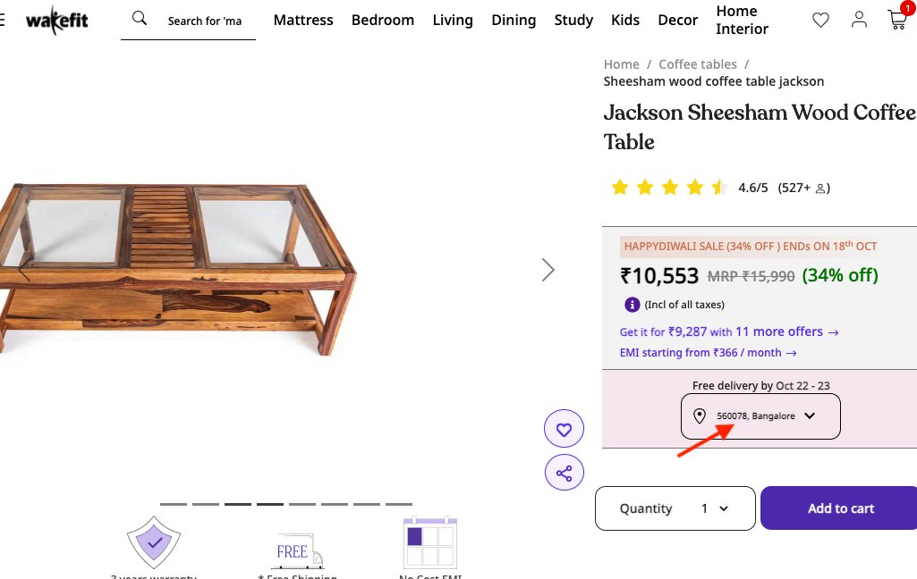 kushdilip's tweet photo. @WakefitCo Why there is price difference on google search, and then increasing when selecting Bengaluru Pin Code instead of Delhi. https://t.co/RxhPWWBkto
