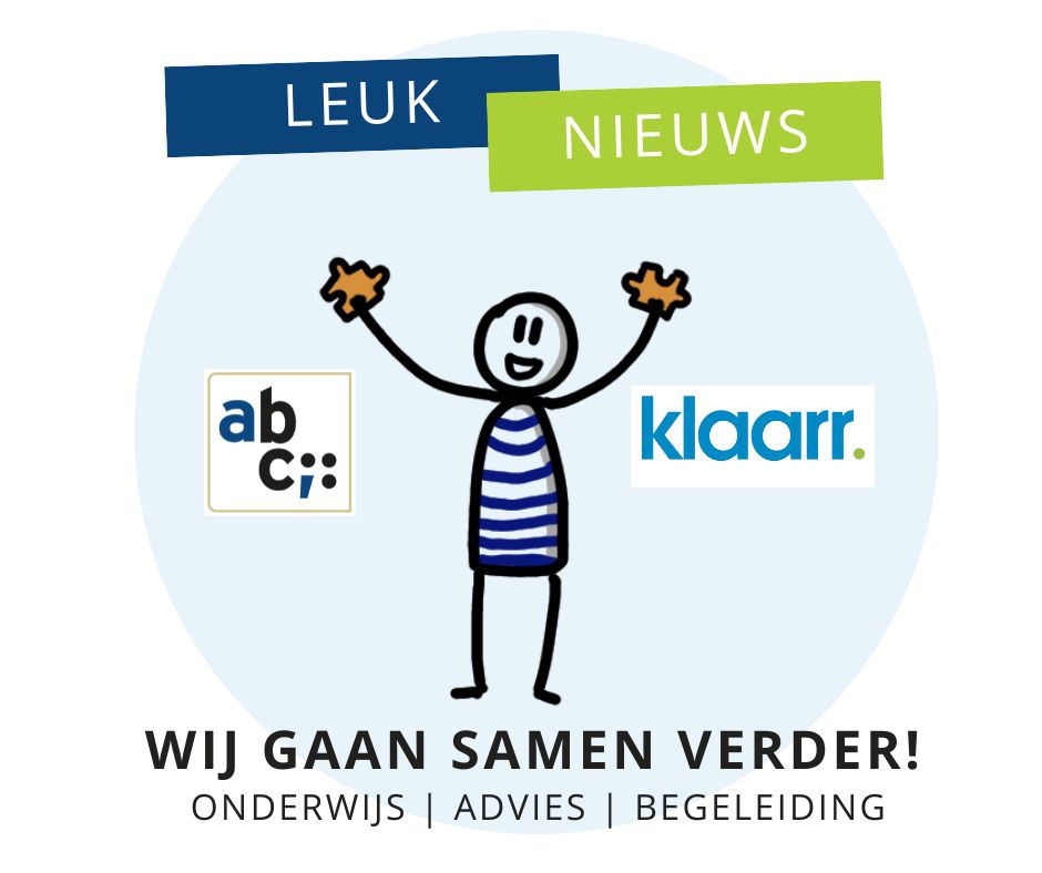 Per 1 januari 2023 gaat Het ABC fuseren met Klaarr. Zowel Het ABC als Klaarr biedt onderzoek, begeleiding, advies, behandeling, coaching en scholing op uiteenlopende onderwijsvraagstukken. De nieuwe organisatie gaat verder onder de naam van Het ABC. hetabc.nl/fusie