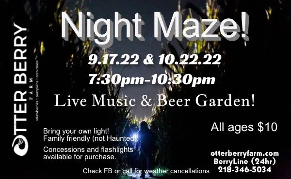OtterBerryFarm's tweet photo. Is it the weekend yet?! π¬π
https://t.co/NyO7MqSNff
#cornmaze #findyourinnerotter #perham https://t.co/TGbB9tstyt