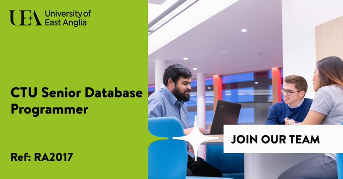 NorwichCTU's tweet photo. Looking to further develop your career in #DataManagement? Want to join a successful UKCRC-registered #CTU? Well, we're looking for an experienced clinical data management professional to work on our portfolio in a senior programmer role... https://t.co/xENt35IQ52 #nowhiring https://t.co/z3SpjB8TeX