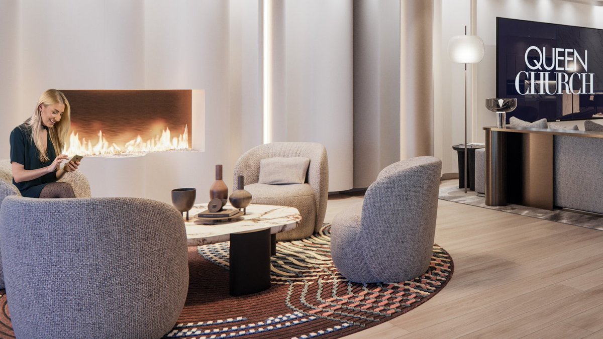 tridel's tweet photo. And just like that… you found the ideal place to relax with friends next to the fireplace. 🎇 #Mondaymotivation

Discover the Amenities at Queen Church: https://t.co/s27S31Wekl 

#Tridel #Bazis #DowntownReboot #Toronto #Condos #Realestate #interiordesign #design #Luxuryliving https://t.co/mywEuHYbGM