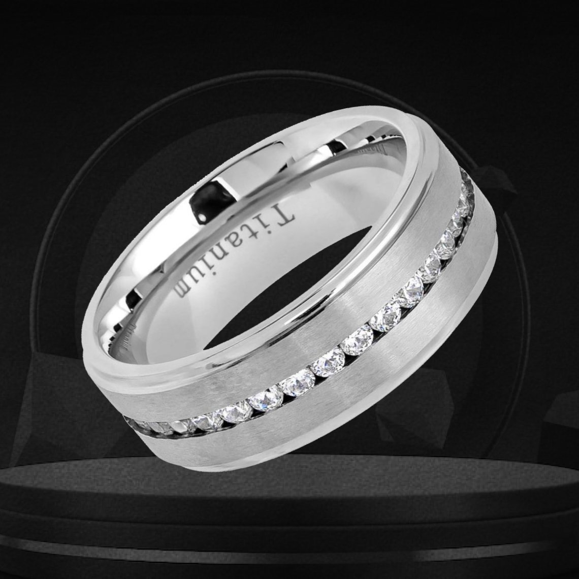 hp_crystal's tweet photo. Titanium Wedding Band, Titanium Wedding Ring, White IP Plated Titanium Ring Brushed Center Shiny Stepped Edge with Eternity Style CZs, Shiny Stepped Edge, Comfort Fit, Engagement Band, Anniversary Gift ,8mm https://t.co/kCVQYADWPI