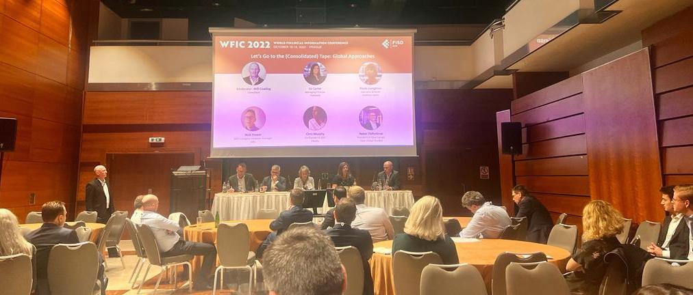 marketdatabp's tweet photo. #consolidatedtape at #WFIC2022 - panel seem to agree that it is easier to establish one consolidated tape in the EU &amp; one for UK for each asset class rather than fixing the data which vendors already consolidate?  Despite the US being busy pursuing a competing consolidator model? https://t.co/DAzcxVTd25