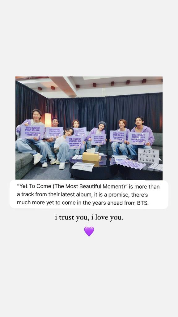 bintizayn's tweet photo. It's promise, happy moments are yet to come 💜.
My forever artists, we'll be waiting for you
See yaa in 2025 @BTS_twt
You and I, best moments is yet to come
APOBANGPO 💜
#YetToCome_BTS #BTSin2025 #fandomhug https://t.co/dTOS4pbUXG