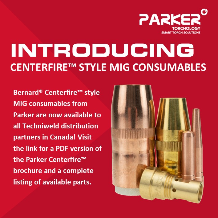 TechniweldCorp's tweet photo. 🚨 NEW PRODUCT ALERT 🚨 Centerfire™ style MIG consumables from Parker are in stock now and available to ship in Canada! 

https://t.co/BoOYypCZrr https://t.co/3gB6fYFWtS