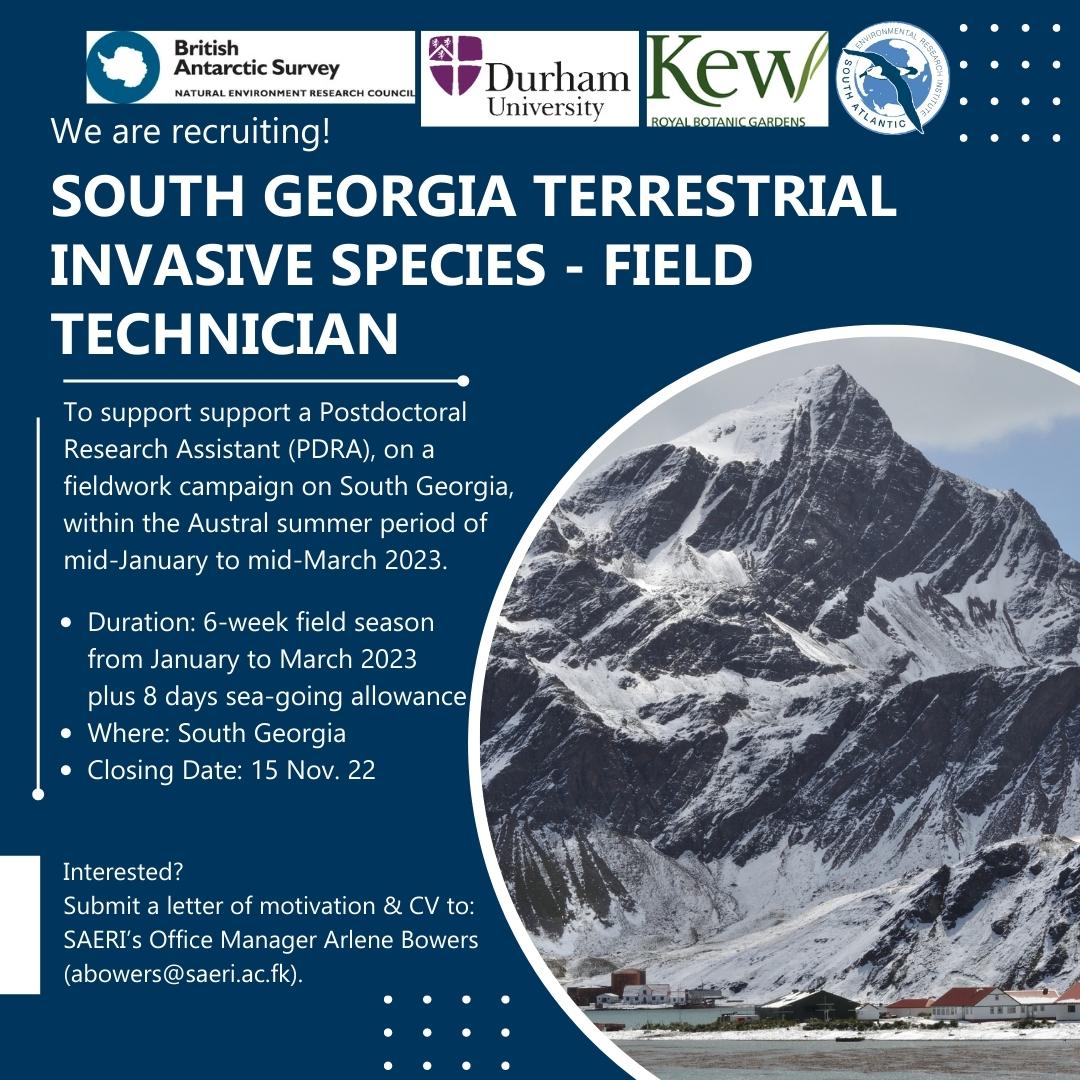 SAERI_FI's tweet photo. Passionate about the #outdoors and #fieldwork, especially in sub-Antarctic environments?
The project “Protecting South Georgia’s terrestrial communities from climate change-invasion synergies” is looking for a #FieldTechnician! 
Visit: https://t.co/vqCnDHVW78

@SG_bio_invasion https://t.co/zCnpQ8XgNU