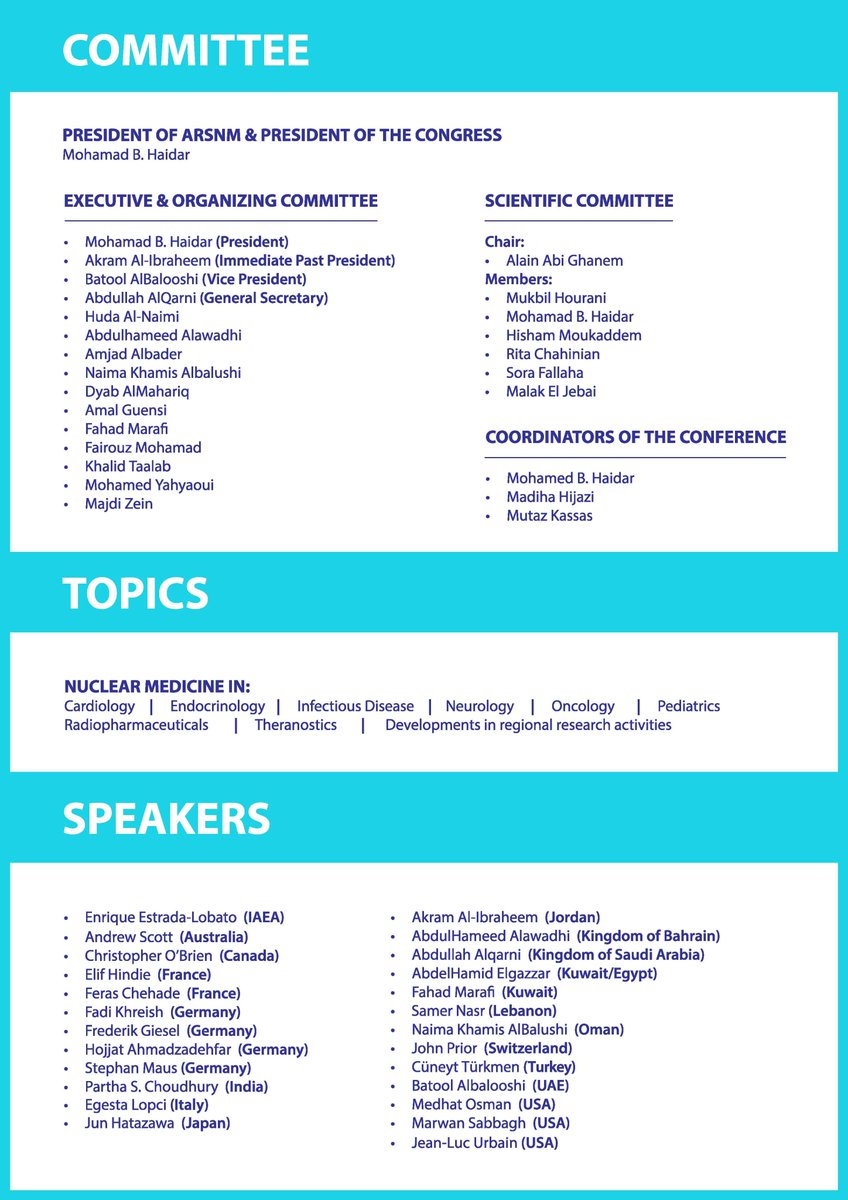 ARSNM5's tweet photo. 2. For details on speakers, please check our announcement. Welcome message below from @mbhaidar President of ARSNM Dr. Mohamad B. Haidar. Deadline for abstract submission is Nov. 5. https://t.co/qkJHZhv0oz