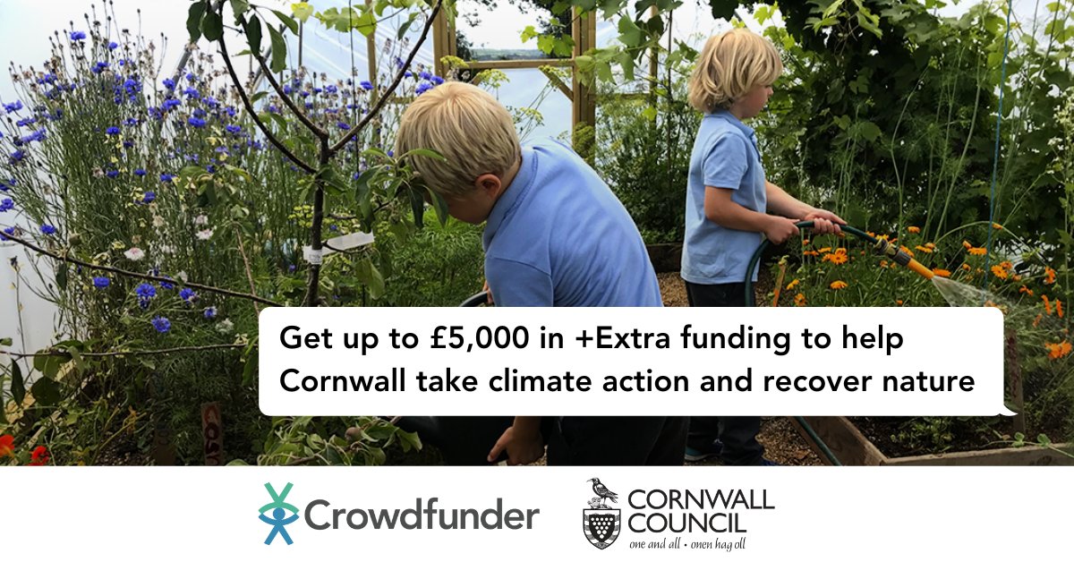 CornwallCouncil's tweet photo. We've teamed up with @crowdfunderuk  to support projects that help Cornwall tackle climate change and promote nature recovery.

Got an idea that could support Cornwall’s climate and ecological emergency response? You could be eligible for extra funding

👉 https://t.co/fe6fwmotf7 https://t.co/Usz7gozAgx