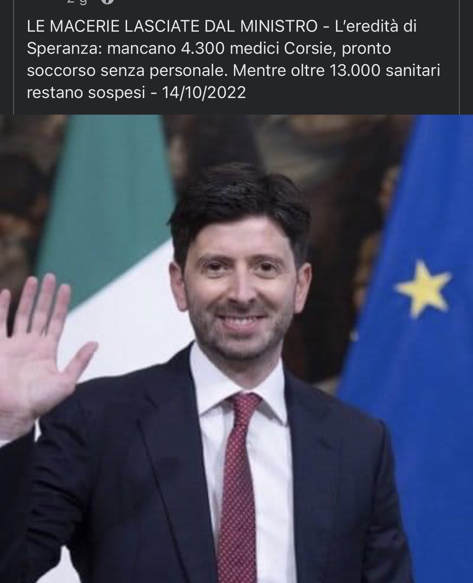 DaldoNews's tweet photo. @robersperanza LE MACERIE LASCIATE DAL MINISTRO - L'eredità di Speranza: mancano 4.300 medici Corsie, pronto soccorso senza personale. Mentre oltre 13.000 sanitari
restano sospesi - 14/10/2022 https://t.co/ZEMff4VbsA