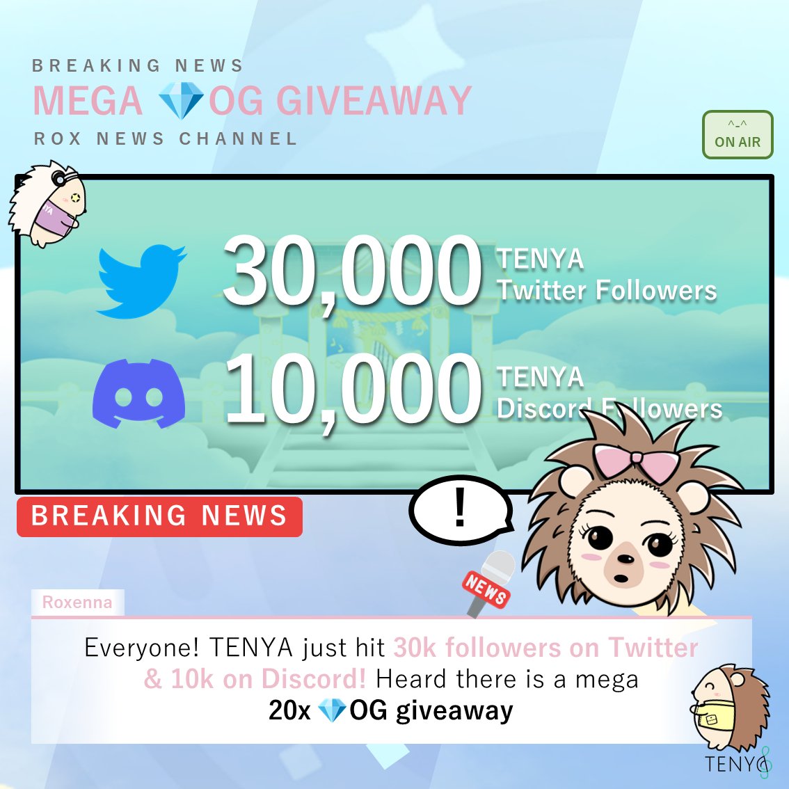 🎵 TENYA community is now 30k strong 🎵

In celebration, we are giving out 20x 💎OG spots 
(Did we mention free mint?)

Raffle here:
alphabot.app/tenya-20x-og-m…

⏳48Hrs ...

This is only the beginning, we have so much more exciting news to share... 👀 

#TENYA