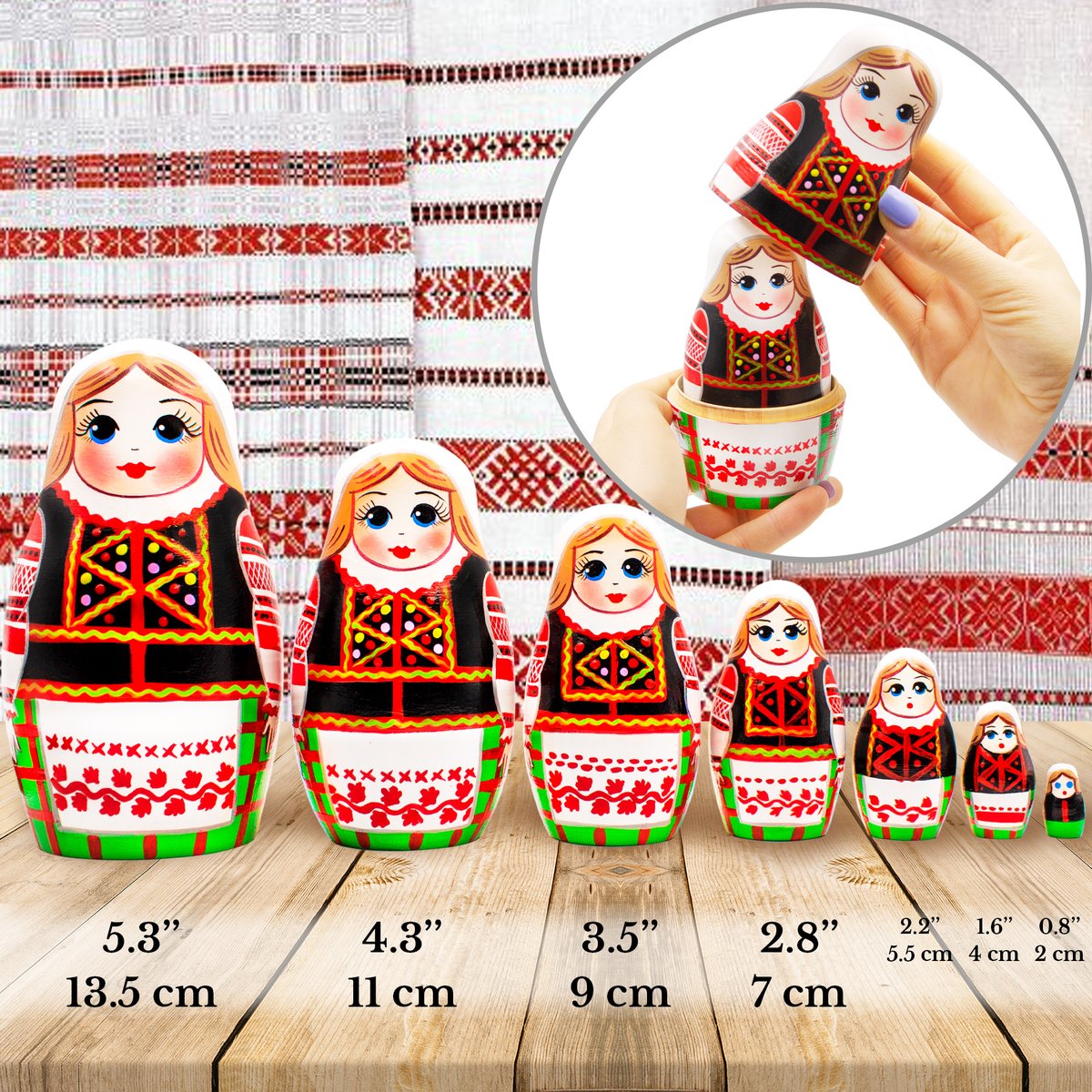 AEVVVHOME's tweet photo. Kalinkovichi matryoshka in Belarusian folk clothes with slavic ornaments Set 7 pcs
🛒
on Amazon: https://t.co/Qi7u1O9be3
on our website: https://t.co/dOcFTmCGAR https://t.co/q6QstzYp2b