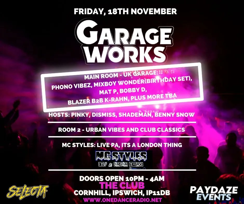 Pinky_Pinkos's tweet photo. The team link up next month at #GarageWorks X #TheClubIpswich Saved the date 📅 Tickets 🎟 are stil available.......... #Selectagarage 🎤🎧

Link: 👇🏿👇🏿
https://t.co/IOXUyg7MhP https://t.co/aIU0jq2QBf