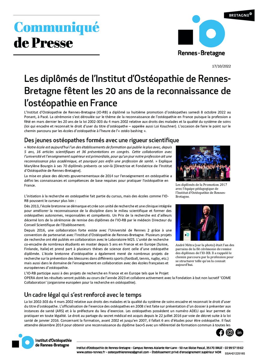 Institut d'Ostéopathie de Rennes-Bretagne tweet media