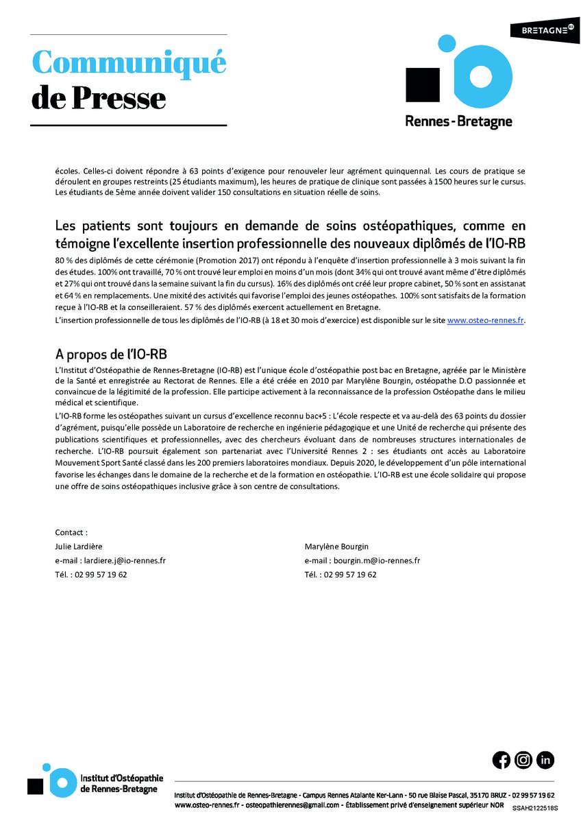 Institut d'Ostéopathie de Rennes-Bretagne tweet media