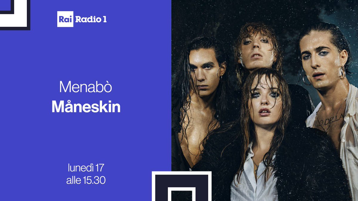 Radio1Rai's tweet photo. ❇️ I #MANESKIN A RADIO1
Alle 15.30 @thisismaneskin in diretta sulle nostre frequenze ed eccezionalmente anche in #streaming video qui e su #Facebook 💻
#Menabo, il cantiere delle notizie https://t.co/q7OTYKndzR