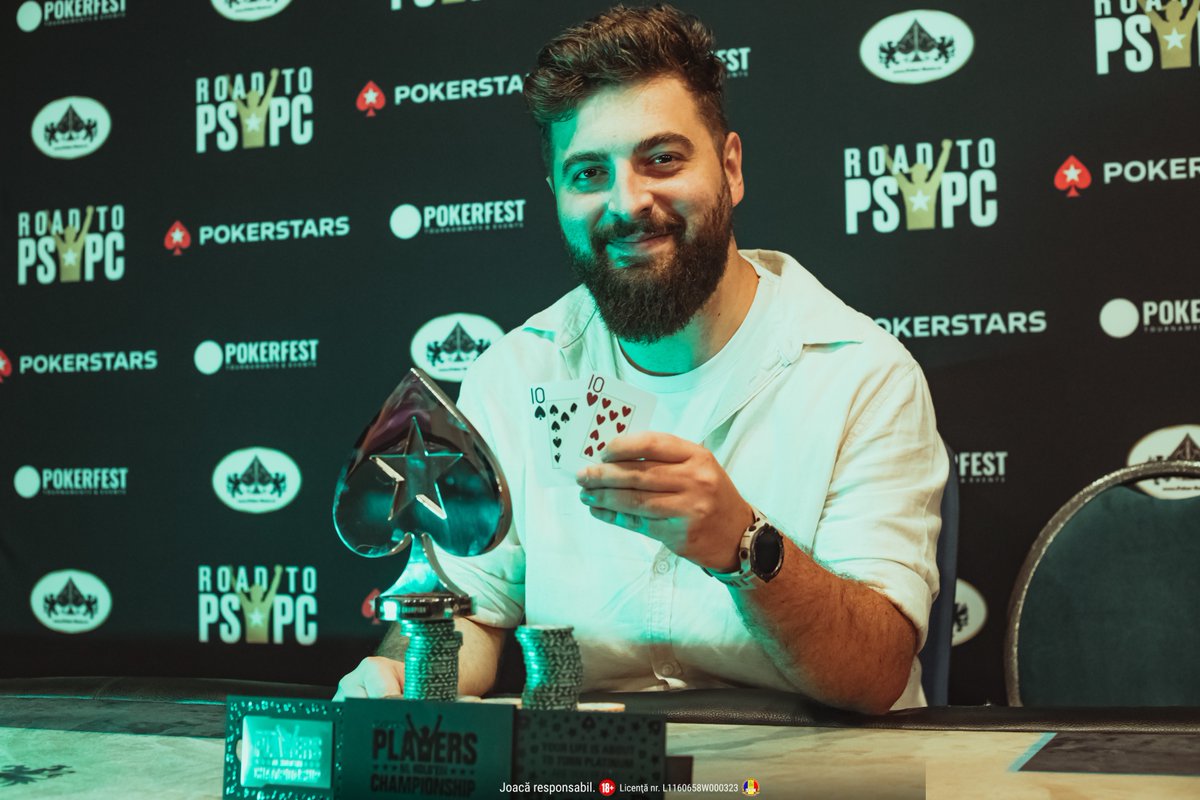 Felicitări lui Andrei Sorin Spătaru, câștigătorul Main Event-ului Road to PSPC Bucharest! 🏆
Astfel, a intrat în posesia râvnitului Platinum Pass către turneul PSPC din Bahamas, care va avea loc în perioada 30 ianuarie - 3 februarie 2023.