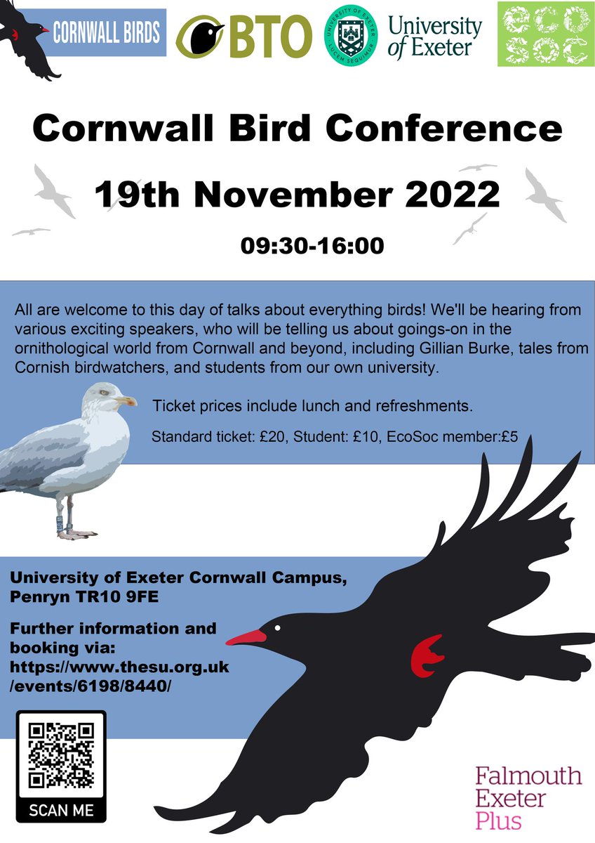 Cornwall Bird Conference 2022 - featuring Gillian Burke from Springwatch! The full list of talks and speakers will be announced in the very near future, but to guarantee your place on the day please book early through the following link: thesu.org.uk/events/6198/84…