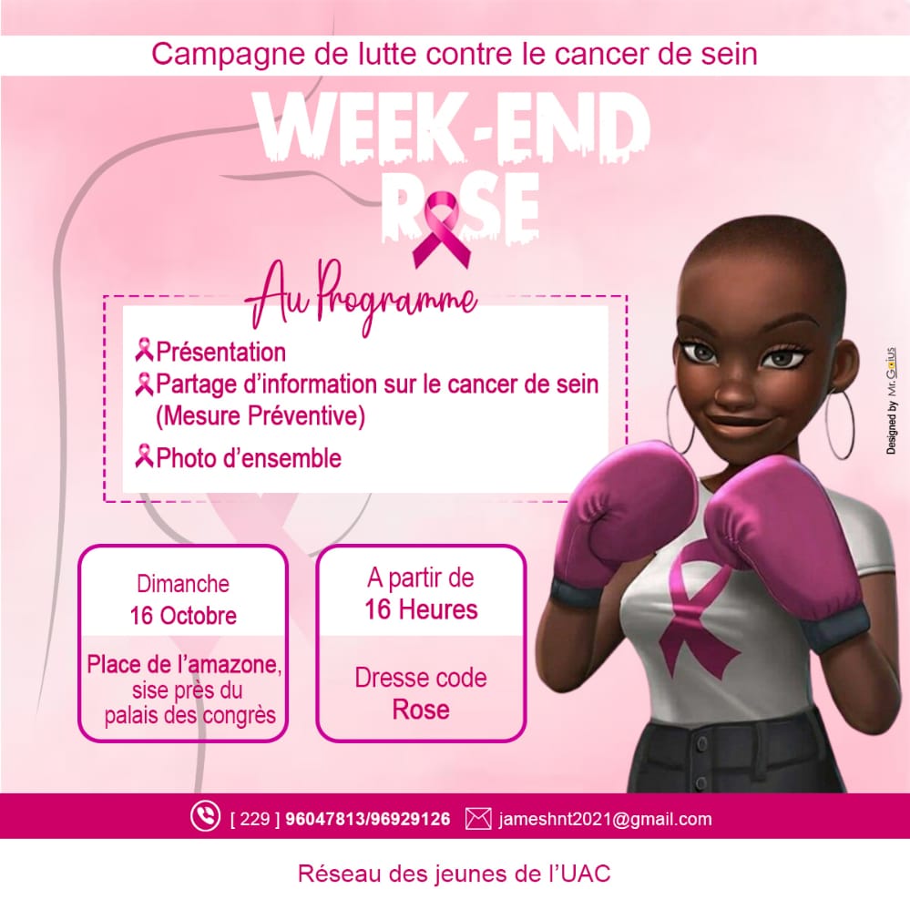 AIESECinBENIN's tweet photo. 🎀 𝐖𝐞𝐞𝐤-𝐞𝐧𝐝 𝐑𝐨𝐬𝐞 🎀
Le réseau des jeunes de l'UAC/ ENEAM organise 𝐮𝐧𝐞 𝐜𝐚𝐦𝐩𝐚𝐠𝐧𝐞 𝐝𝐞 𝐥𝐮𝐭𝐭𝐞 𝐜𝐨𝐧𝐭𝐫𝐞 𝐥𝐞 𝐜𝐚𝐧𝐜𝐞𝐫 𝐝𝐞 𝐬𝐞in.
#Weekendrose #octobrerose #octobrerose2022 #luttecontrelecancer #luttecontrelecancerdusein #depistagecancer #JeMengage https://t.co/NyjkcnqJVW