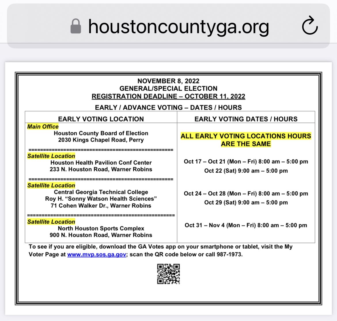 erikka2ks08's tweet photo. Good morning Georgia! Early voting starts today! If you are in #HoustonCountyGA Here are your #EarlyVoting locations. There is an additional drop box during THIS period only at the Houston Health Pavilion during early voting hours. #gapol #vote https://t.co/G3WM5JqePO