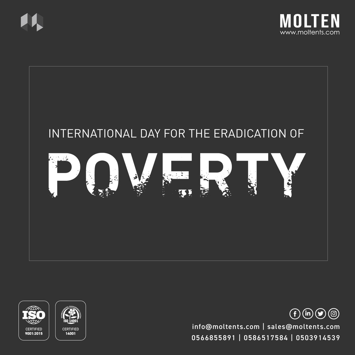 MOLTENTS's tweet photo. The International day for the #eradication of #poverty is observed on 17th October every year to express #solidarity towards the marginalized, and inculcate the principles of the right to social &amp; economic equality in our minds and learn to live with #dignity. https://t.co/f4EaX1uSLA