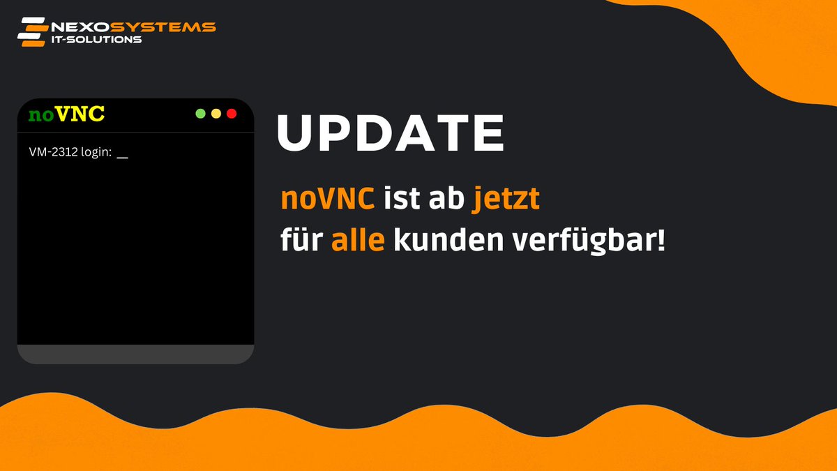 NexoSystemsDE's tweet photo. 🎉✘ noVNC Konsole
Ab sofort steht allen Kunden bei unseren KVM Servern die noVNC Konsole zur Verfügung.
#noVNC #nexosystems #server #kvm #hosting https://t.co/OnJOzzQFUw