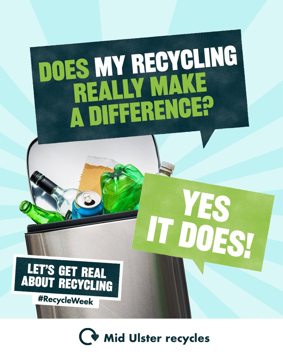 MidUlster_DC's tweet photo. Today, Monday 17 October, marks the start of Recycle Week 2022. Let’s get real about recycling this week &amp; every week.
♻ Real progress
♻ Real difference
♻ Real recyclers
For information on what you can recycle in #MidUlster visit: https://t.co/K9ybciK1lG 
#MidUlsterRecycles https://t.co/D2PwKLFKVI