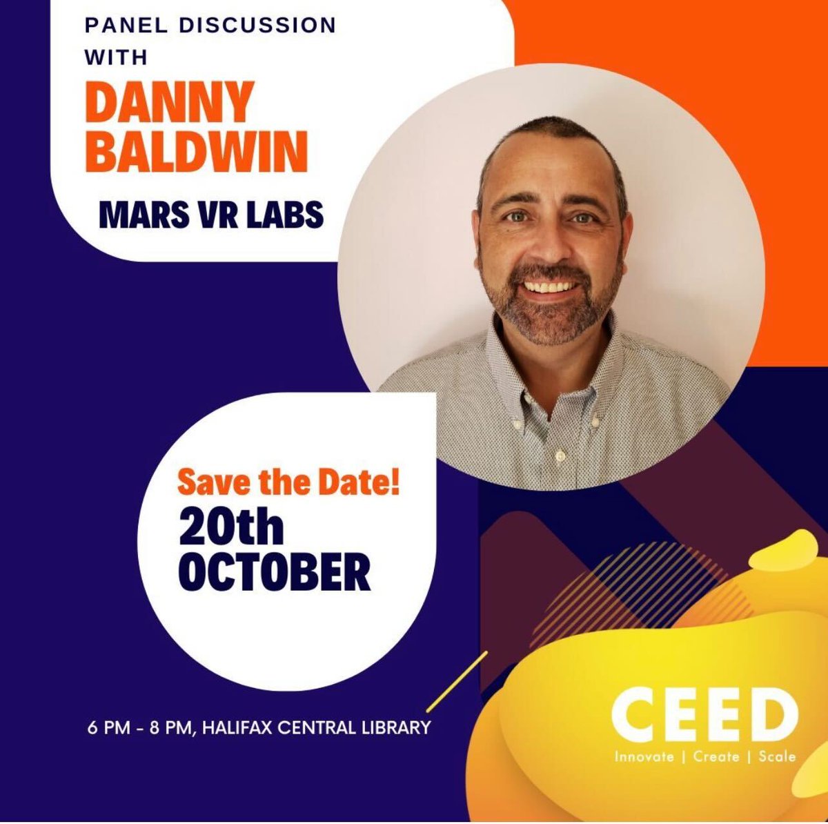 marsvrlab's tweet photo. Check out Danny this week at @ceedns Small Business Week Event as one of their guest speakers.
When: Thursday October 20, from 6 - 8 p.m.
Buy your free ticket here: https://t.co/CQz2MXBQ7y
#ceedns #MARSVRLab #HalifaxBusinessEvent https://t.co/nfedURp4y1