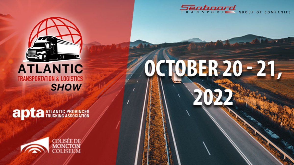SeaboardT's tweet image. Just 3 more sleeps!
Seaboard Transport Group of Companies is excited to see you this week at the Atlantic Transportation & Logistics Show.
Don't forget to pre-register with the Seaboard Transport PROMO Code: ATLS1084
See you soon!