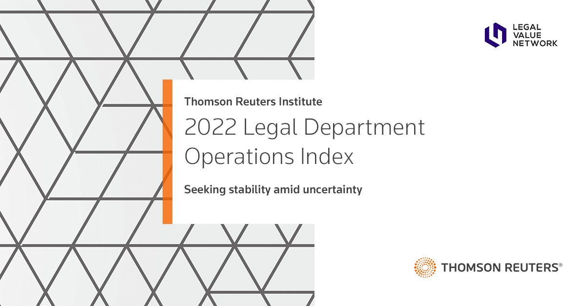 The latest <a href="/thomsonreuters/">Thomson Reuters</a> LDO Index report shows that #CorporateLaw departments continue to face old challenges like cost control, even as new ones raise fresh concerns. Download here: tmsnrt.rs/3S1G5yE

<a href="/LegalValueNtwk/">Legal Value Network</a> <a href="/wjjosten/">Bill Josten</a> #ESG #LDOIndex #LawTwitter #TRInstitute