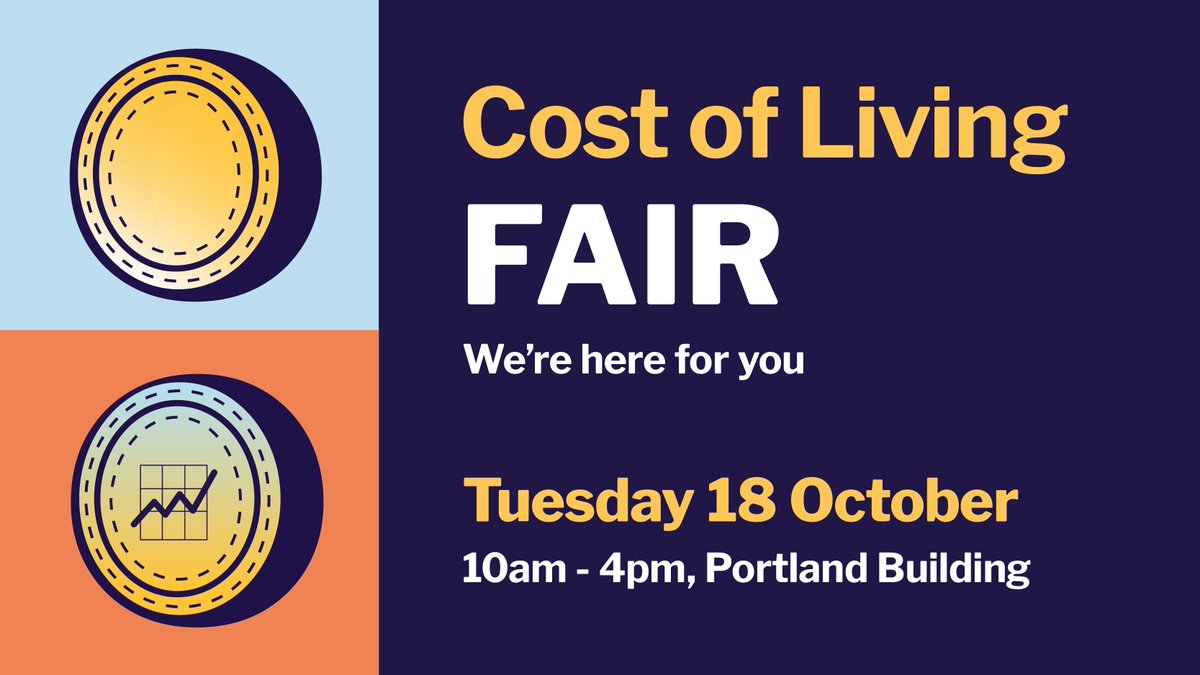 UoNSU's tweet photo. We've brought together a whole host of support to help you navigate the cost of living crisis 💳

Join us at the Cost of Living Fair tomorrow to find out what support is available and let us know how we can support you. 

Find out more: https://t.co/vjfwGR2Obn https://t.co/rZDkE20t4e