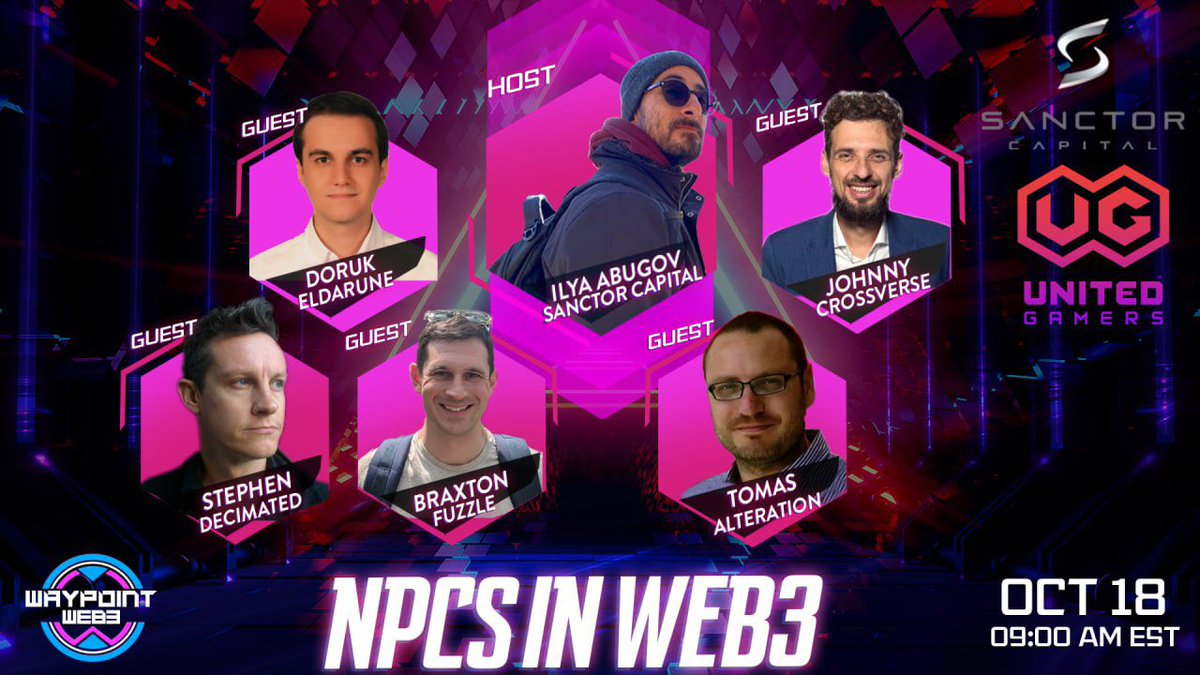 AbugovIlya's tweet image. NPCs populate the #Metaverse so join #WaypointWeb3 to learn about how they are evolving in #web3 with:

@BraxtonTBragg @FuzzleOfficial 
@519Odin @AlterationNFT 
@creaoy @crossverse_xvrs 
@dorukmoruq @PlayEldarune 
@decimated_game 

Don’t miss it: