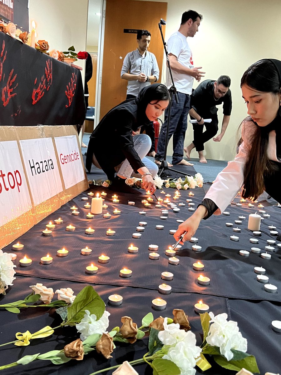 Minafarjam's tweet photo. We're refugees based on Malaysia,  we had a candlelight vigil gathering, we talked, we read poems, we cried, actually we've written a statement , not really sure how doing all these things will impact on current situation but anyway we've done something. 
#StopHazaraGenocide https://t.co/PlPGj0pP5f