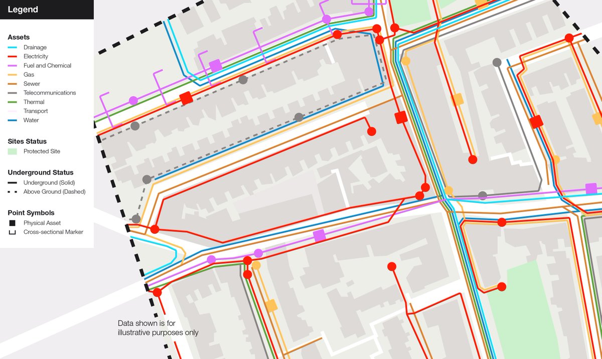 Psythor's tweet photo. The government isn’t entirely in chaos - here’s an *actual cool thing* the government is doing.

Specifically, the Geospatial Commission is building a big map of all our underground infrastructure - water pipes, electrical cables, gas mains, etc.

https://t.co/nLqK1Iwaym https://t.co/r9nIj3ojcm