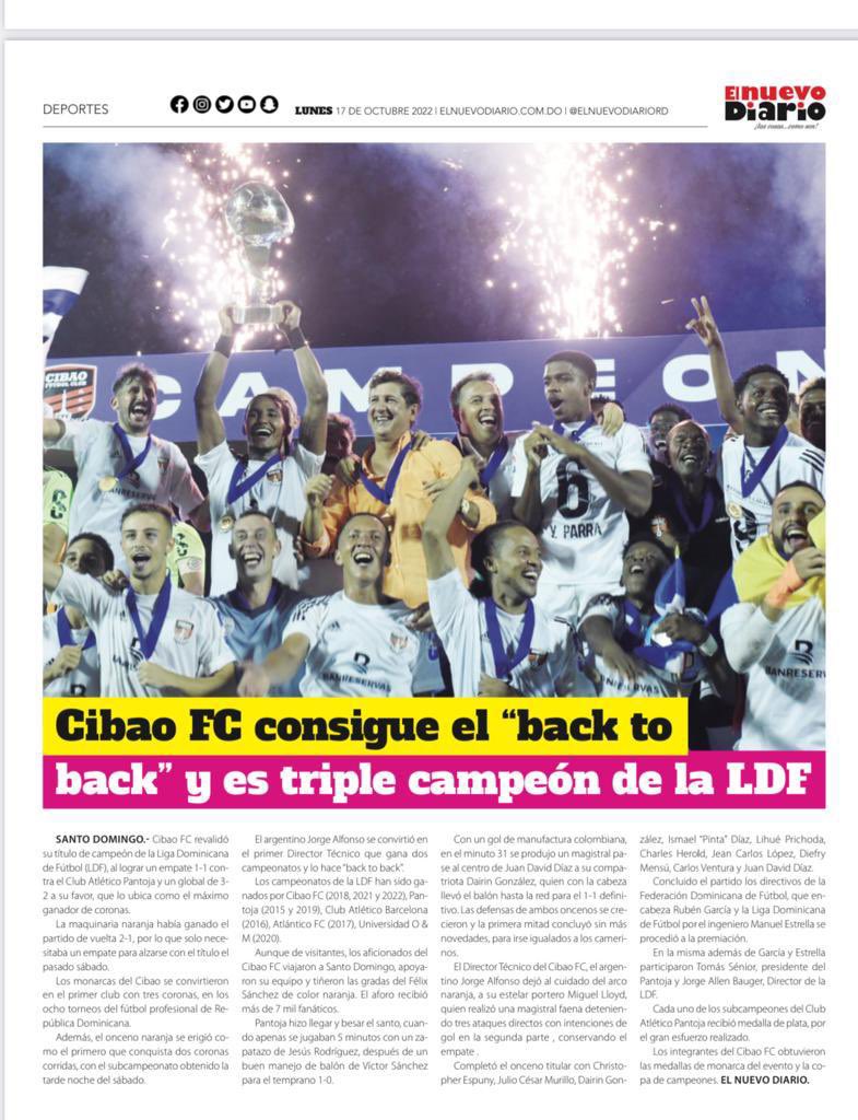 CibaoFC's tweet photo. ¡GOOD MORNING! ☀️ 📰 https://t.co/FmqnLLwbv6