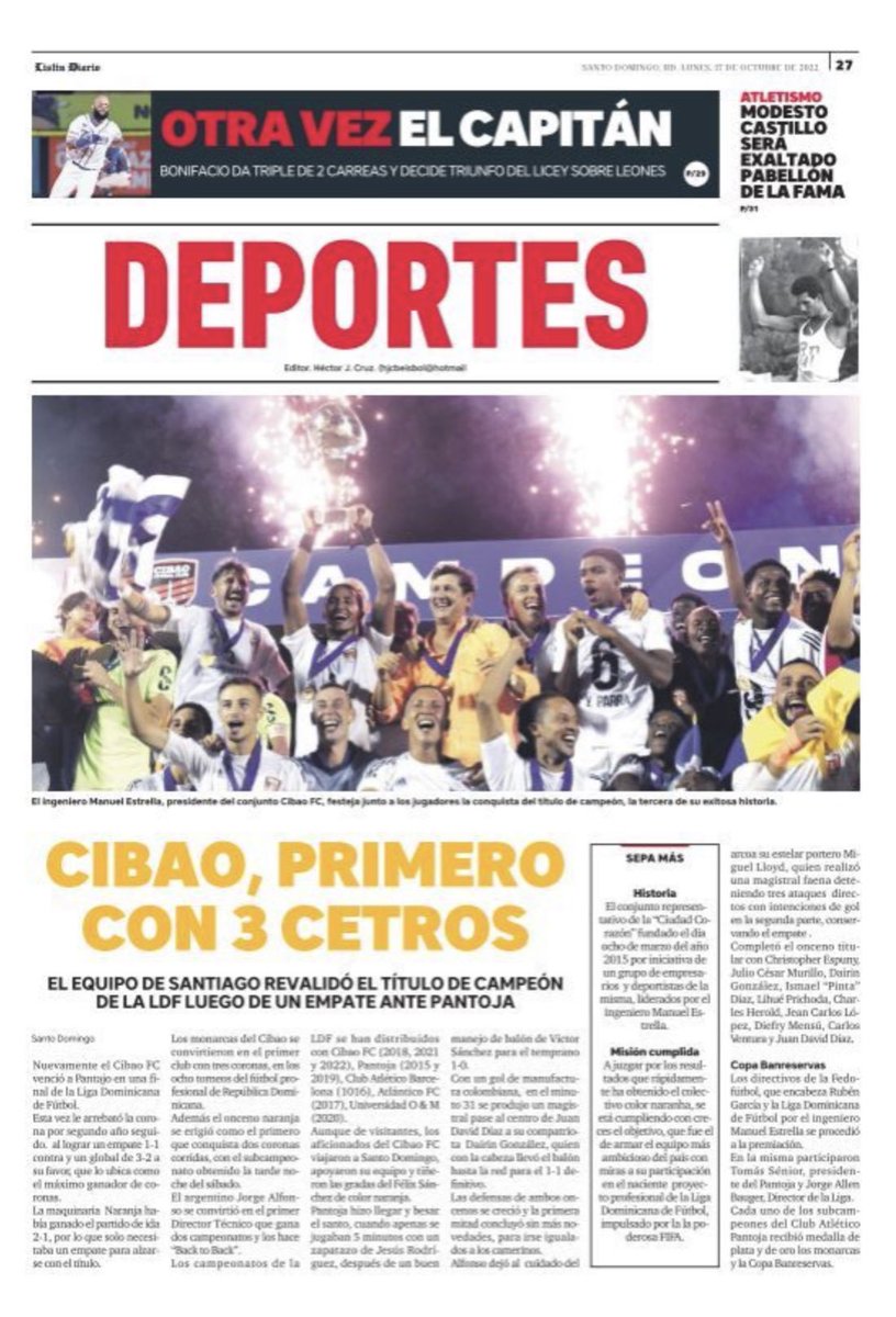 CibaoFC's tweet photo. ¡GOOD MORNING! ☀️ 📰 https://t.co/FmqnLLwbv6