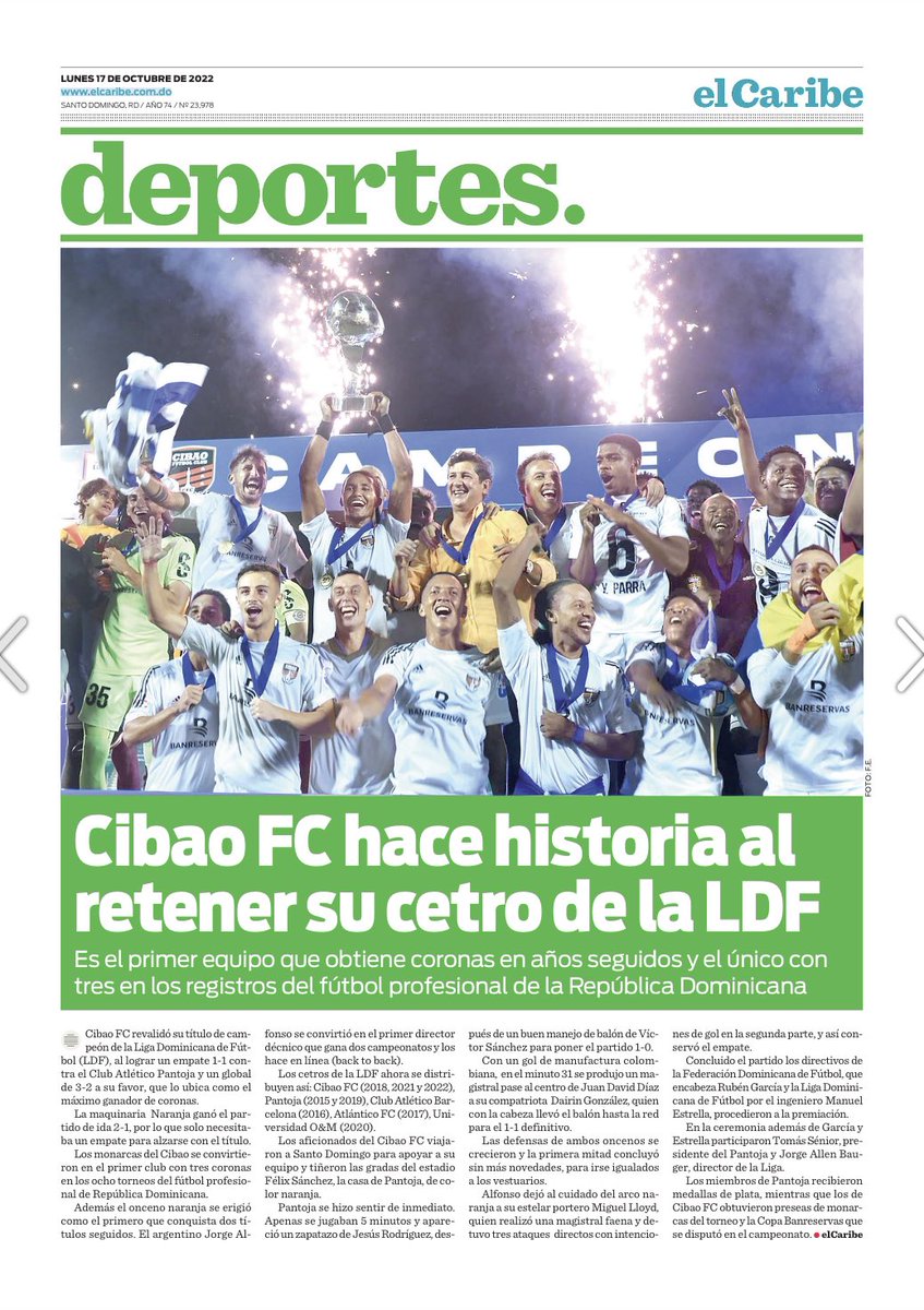 CibaoFC's tweet photo. ¡GOOD MORNING! ☀️ 📰 https://t.co/FmqnLLwbv6